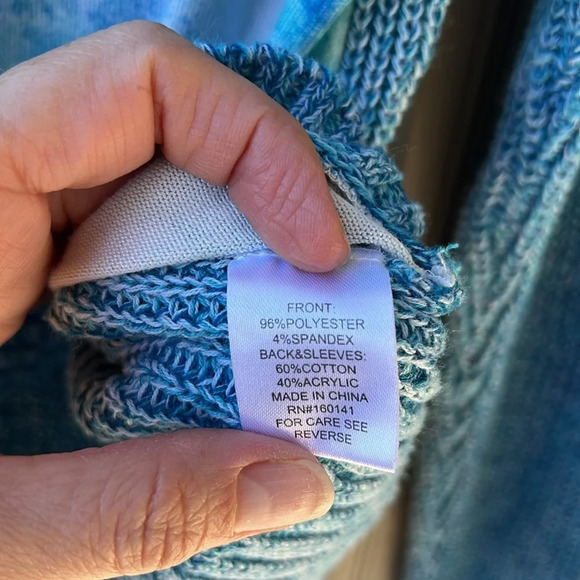 OVLA Blue Mixed Media Dip Die Knit Boho Sweater. Small - Picture 3 of 4